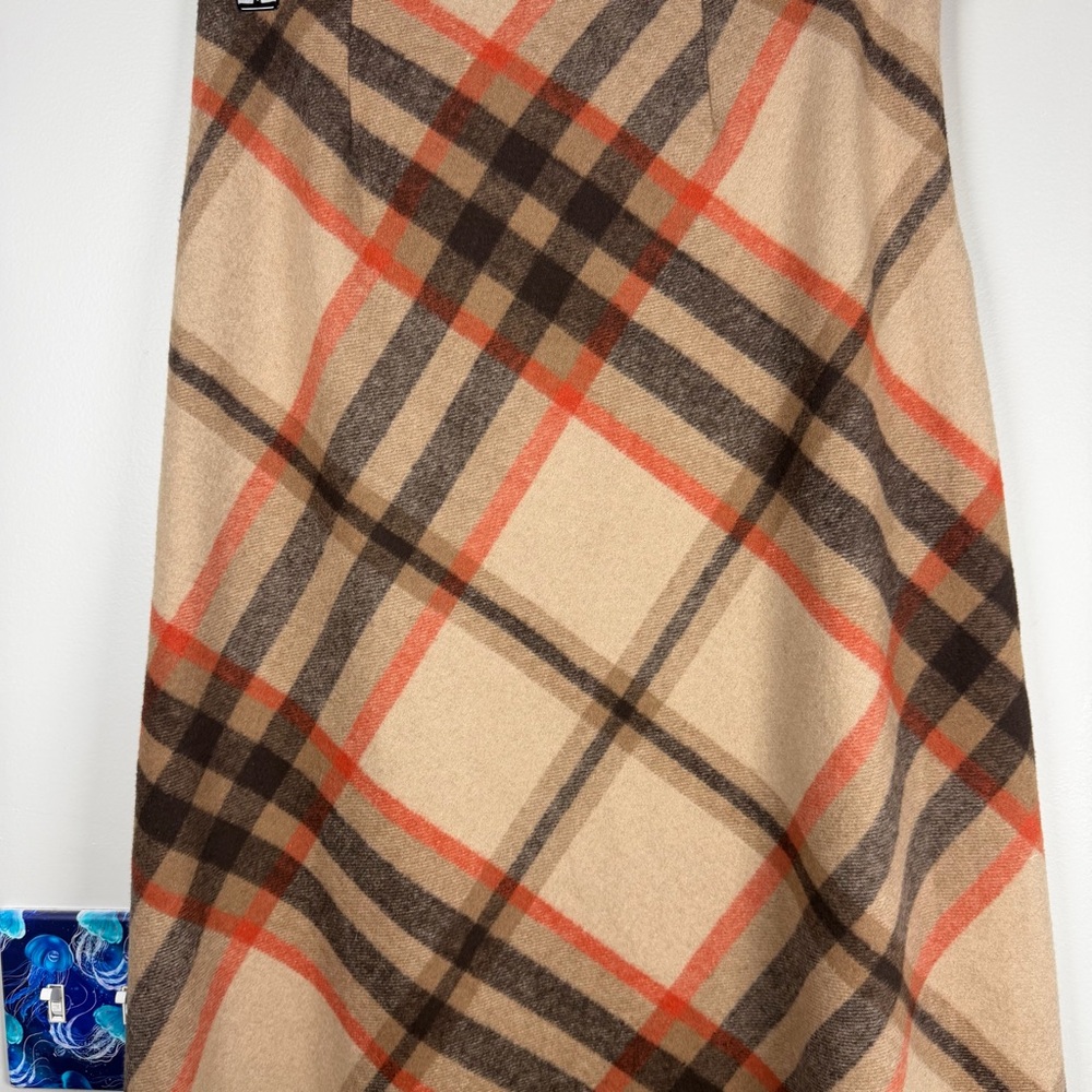 Chadwick’s Of Boston Plaid Midi Brown Wool Blend Skirt Academia Preppy Size 6 - Picture 3 of 10